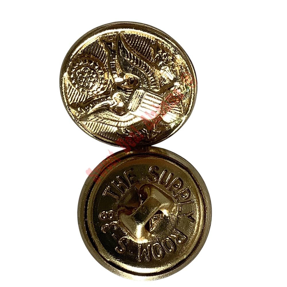2-PK Brass Buttons w/ Eagle Seal, 5/8"D, Bright Polished Finish, The Supply Room